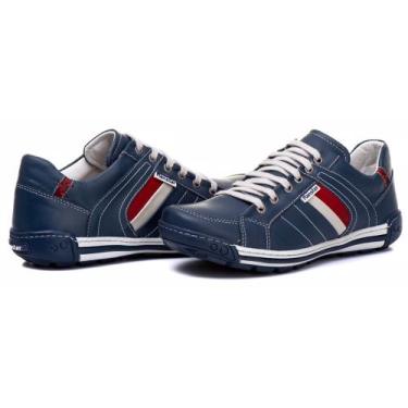 Imagem de Sapatênis Masculino Tênis Couro Jvmarc 3003 - Ranster, Azul, Escuro, 3