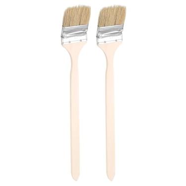 Imagem de HARFINGTON 2 pincéis de pintura de radiador curvados de 6,3 cm de largura, pincéis de cerdas macias com cabo de madeira longo para bricolage, arte plana, móveis, cercas de armário, deck, acabamento de