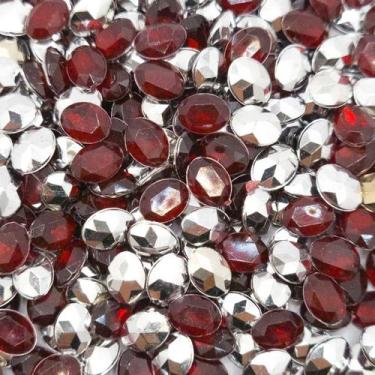 Imagem de Colagem Oval Strass Acrílico Vermelho Transparente 6x8mm 5000pçs 500g 