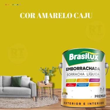 Imagem de Tinta Borracha Líquida Amarela Para Parede 3,2l  Lavável Impermeável B