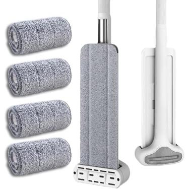 Imagem de Esfregão De Piso De Madeira,esfregão De Aperto Plano,esfregão Plano Com Espremedor,esfregões Com 4 Almofadas De Esfregão Laváveis,esfregão De Aperto Plano,esfregões De C, 32cm