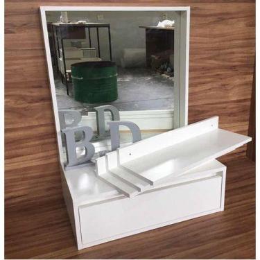 Imagem de Kit Barbearia 5 Peças Escrivaninha Espelho Prateleiras Mdf - B&D Arte 