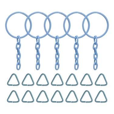 Imagem de Argola 23mm Azul Com Corrente Para Chaveiro Triângulo 8mm - 500 Unidad