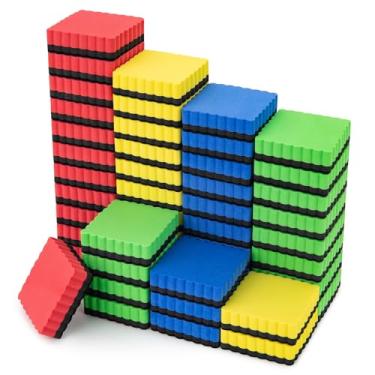 Imagem de JEFURE 48 peças de mini borrachas apagáveis a seco, borracha magnética para quadro branco, borrachas magnéticas para quadro apagável a seco, apagador a seco para quadro branco, professor, casa e