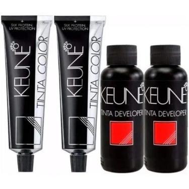 Imagem de Kit 2 tintas keune color 1 60ml + 2 ox cream dev 20 vol 6% 60ml