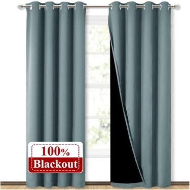 Imagem de Cortinas NICETOWN 100% Blackout 213x132cm Azul acinzentado