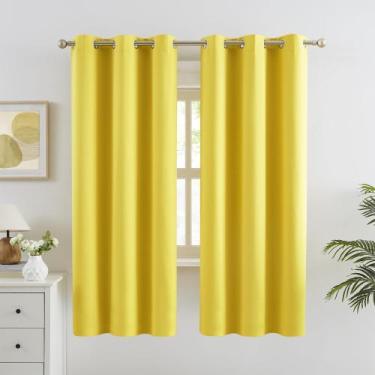 Imagem de Cortinas Blackout DUALIFE Amarelas para sala de estar 42x160cm