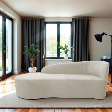 Imagem de Recamier Curvo Orgânico 160cm 2 Lugares Lado Esquerdo para Sala de Estar Linho Paris Bege