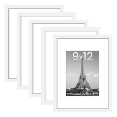 Imagem de Conjunto simples de 5 molduras para fotos de 9 x 12, branco - upsimple