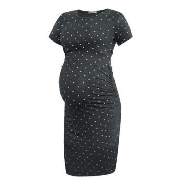 Imagem de Vestido de maternidade Smallshow franzido de manga curta Rayon XXL