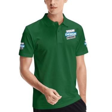 Imagem de Camisa polo Pranboo Camisa de golfe personalizada 3GG verde floresta