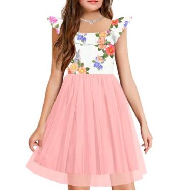 Imagem de Vestido Arshiner Girls Ruffle Spring Off Shoulder Tule Floral