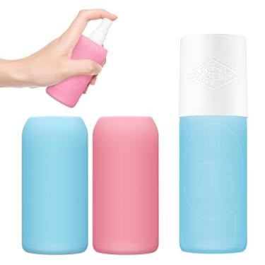 Imagem de Capa de silicone compatível com frasco de névoa de perfume de cabelo e corpo Sol d e Janeiro, capa protetora de temperatura constante com bloqueio de luz (rosa e azul)