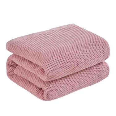 Imagem de Cobertor de lã feminino cobertores e mantas masculinos para cama adulto longo solteiro para sofá 28 camadas de algodão penteado de fibra longa lavável na máquina macio e confortável (rosa, 150 x 200