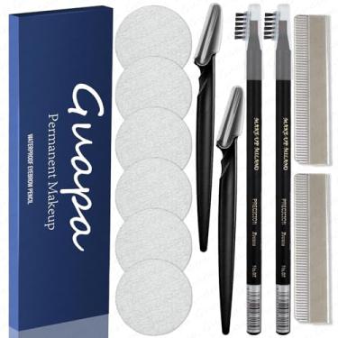 Imagem de Guapa Conjunto de lápis de sobrancelha Microblading – Lápis de sobrancelha à prova d'água com aparadores, apontadores e lixa – Ideal para tatuagem e maquiagem permanente