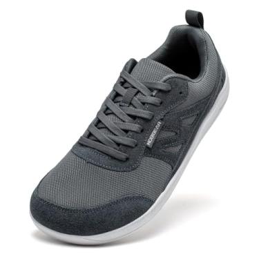 Imagem de HOBIBEAR Tênis unissex largo descalço para homens e mulheres, minimalista, atlético, trilha, corrida, caminhada ao ar livre, Cinza, 9.5 Wide Women/8.5 Wide Men