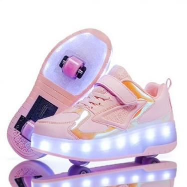 Imagem de Ylllu Tênis infantil de patins LED com luz de roda única para meninas, meninos e crianças, 888-rosa, 11.5 Little Kid