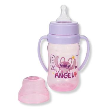 Imagem de Super Mamadeira 300ml Com Alças Angel Stitch Rosa BabyGo