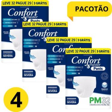 Imagem de KIT 4 PCT Fralda Calça Geriátrica Confort Master Pants C 32 Unidades P