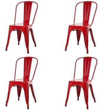 Imagem de Kit 4 Cadeiras ANM6671F Tolix Iron Titan Anima Office Ferro Pintura Epóxi Vermelho