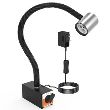 Imagem de S SHUN CAN DA Luz de Trabalho Magnética 12T, Luz de Máquina Led À Prova de Água Ip65, Lâmpada Pescoço de Ganso Flexível de 23" com Base Magnética Forte para Torno, Fresadora, Furadeira, Iluminação Ind