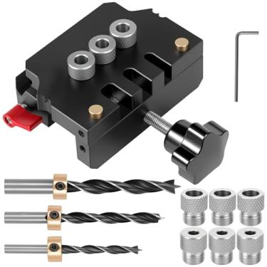 Imagem de Kit de gabarito de cavilha autocentralizante, guia de broca flexível e versátil de liga de alumínio, conjunto prático de cavilha de bolso para marcenaria