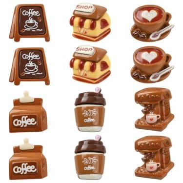 Imagem de UR URLIFEHALL 12 peças, 6 estilos, broche, resina, café, broche, máquina de café, lapela, emblemas para mochilas, roupas, xale, chapéu, vestido, artesanato DIY