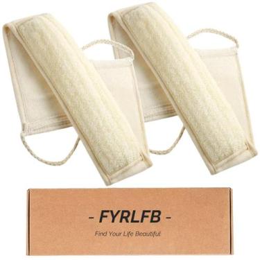 Imagem de Esfoliante corporal, bucha natural FYRLFB com alça, pacote com 2 unida
