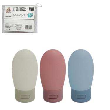 Imagem de Kit 3 Frascos Reutilizável Embalagem Zip Para Viagem 30ml para Creme Sabonete Líquido Shampoo
