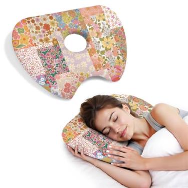 Imagem de BVOKQUC Travesseiro de piercing de orelha para dormir de lado, travesseiros com furos para dor de ouvido, travesseiro de donut para adultos, CNH, alívio de dor de ouvido, almofada de pressão e