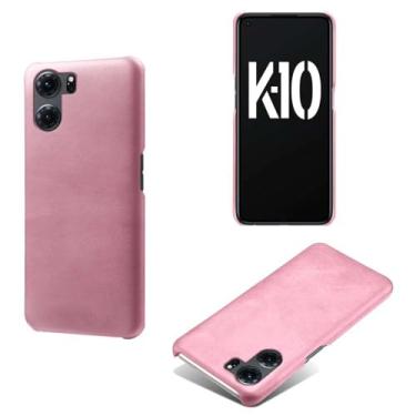 Imagem de Capa para OPPO K10 5G,Proteção contra quedas,Casca de volta de cor sólida simples,Design de couro de imitação de plástico-Pink