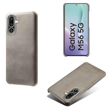Imagem de Capa para Samsung Galaxy M56 5G,Proteção contra quedas,Casca de volta de cor sólida simples,Design de couro de imitação de plástico-Gray