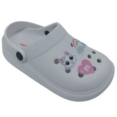 Imagem de Sandália Molekinha Infantil Menina EVA/PVC com Bottons Fixos, Branco, 