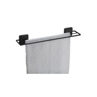 Imagem de Toalheiro duplo preto fosco fixação por adesivo Norbond porta toalha banho 45 cm Future 184PT