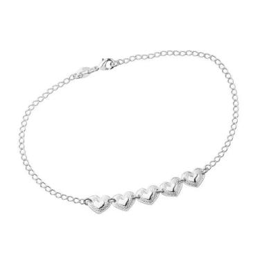 Imagem de Tornozeleira Prateada 5 Corações - D&P Lumière Joias, Unica, U