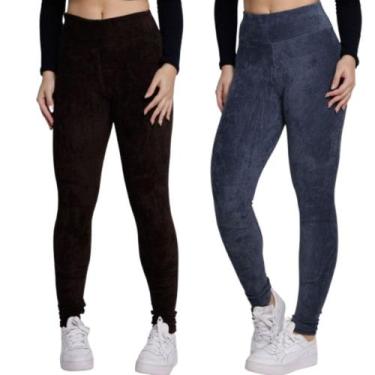 Imagem de KIT 2 Calça Legging Cotelê Veludo WLS Modas Grossa Cós Alto Inverno Ci
