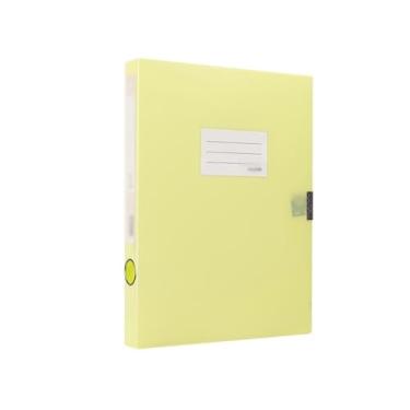 Imagem de Bolsa de documentos Caixa de arquivo A4 35 mm pasta de contrato de grande capacidade material de escritório caixa de armazenamento de dados suporte de documentos (amarelo)