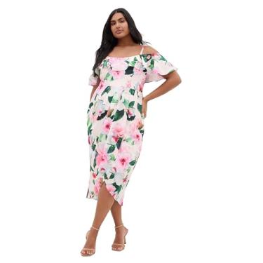 Imagem de City Chic Vestido coquetel feminino plus size - Love Me Do, Jardim rosa, 58