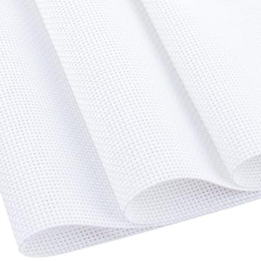Imagem de Tecido ponto cruz 14 unidades tecido Aida 71 x 48 cm tamanho grande reserva clássico ponto cruz suprimentos tecido bordado para casa DIY artesanato decoração feita à mão, branco