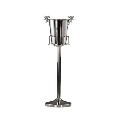 Imagem de Balde de gelo de champanhe com suporte, balde de gelo grande de champanhe, balde de gelo com alças, balde de gelo de aço inoxidável, perfeito para garrafas de vinho, champanhe ou cerveja (cinza: prata