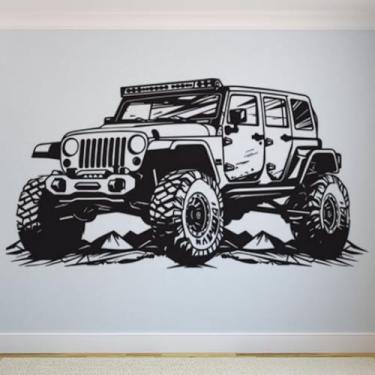 Imagem de Adesivos de parede de veículos off-road, pôsteres de parede Jeep, decalques artísticos de carro, decorações de quarto infantil, murais 80 x 144 cm