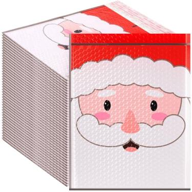 Imagem de Gueevin 100 peças de envelopes grandes de plástico de Natal com bolhas de 25,4 x 33 cm, envelopes de bolha acolchoados de Natal, saco de envio autoadesivo para embalagem de presente de Natal (Papai