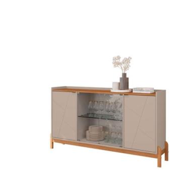 Imagem de Buffet Bari Com Porta De Vidro 1,70 - JM3 Móveis,  Off White/Cedro