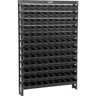 Imagem de Estante Metálica com Gavetas Modelo Prático 108/3 Preta - VONDER