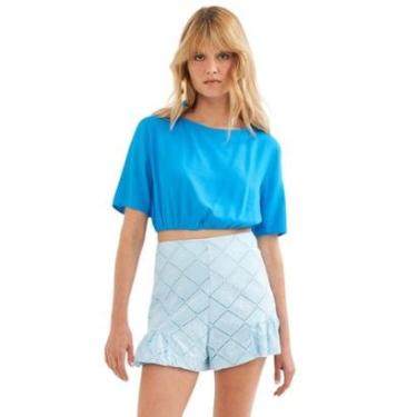 Imagem de Cropped Colcci Cós Com Elástico Azul Feminina-Feminino