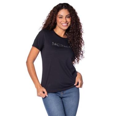 Imagem de Camiseta Feminina Mormaii Aplicação Glitter Preto, Preto, G