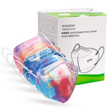 Imagem de Máscara facial KN95 SOOQOO 50 unidades para adultos (Tie Dye)