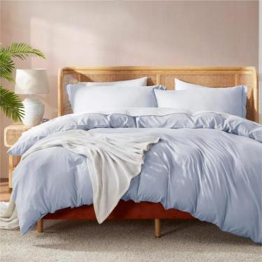 Imagem de Conjunto de capa de edredom Nestl Ice Blue King Size com 2 fronhas