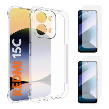 Imagem de Capa Capinha Silicone + 2 Películas de Vidro 3D Para Redmi 15C 4G - DB