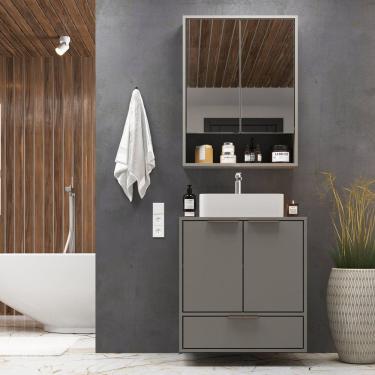 Imagem de Gabinete para Banheiro Modular 601 60cm 100% Mdf Bp Prime Yescasa Cimento